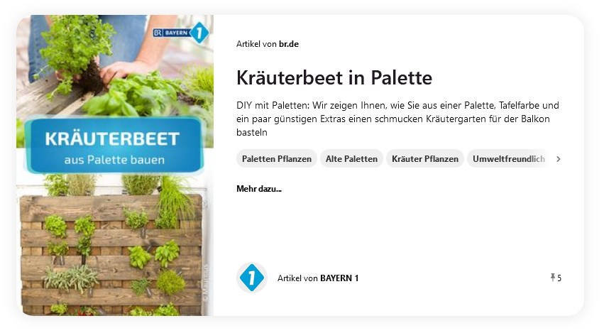 Bilder für Bayern1 Reportage - Palette in Kräterbeet verwandeln