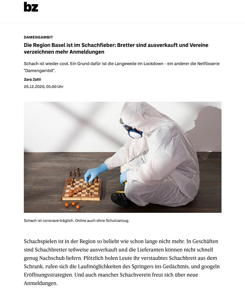Bild für Basler Zeitung - Damengambit, die Region Basel ist im Schachfieber